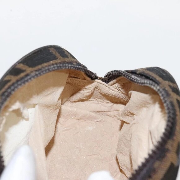 FENDI Zucca Canvas Pouch Brown Black Silver Auth - Picture 12 of 16